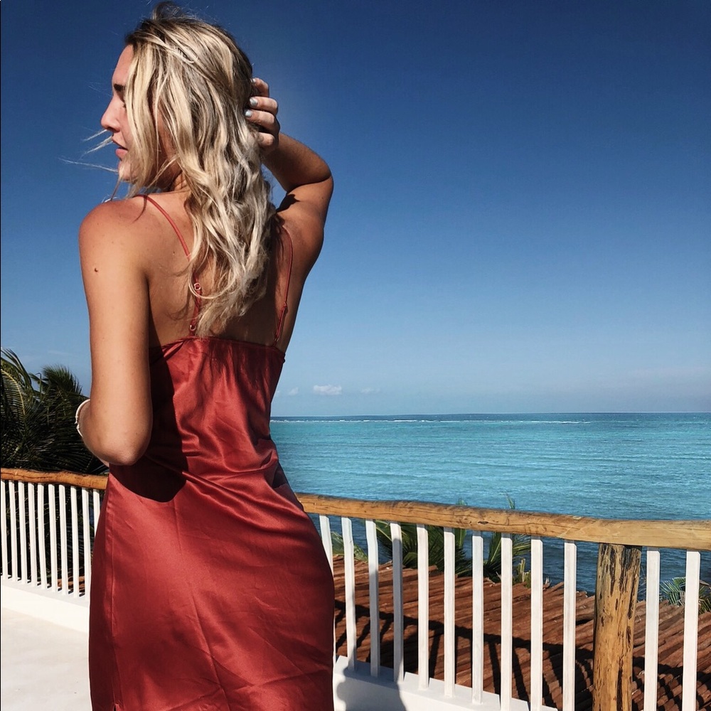 Burnt orange silk/satin dress Coachella